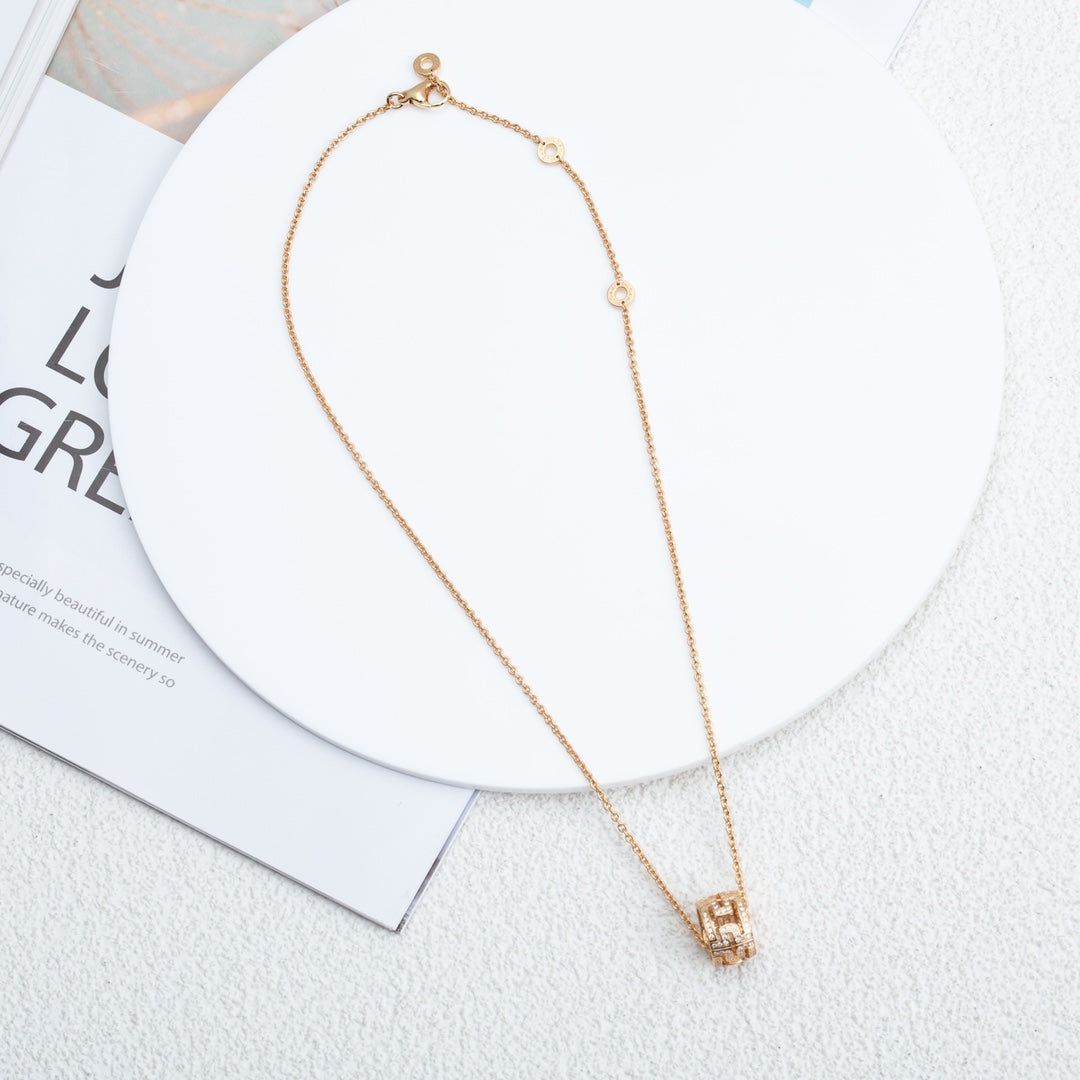 Bvlgari Parentesi Necklace Pink Gold Diamond