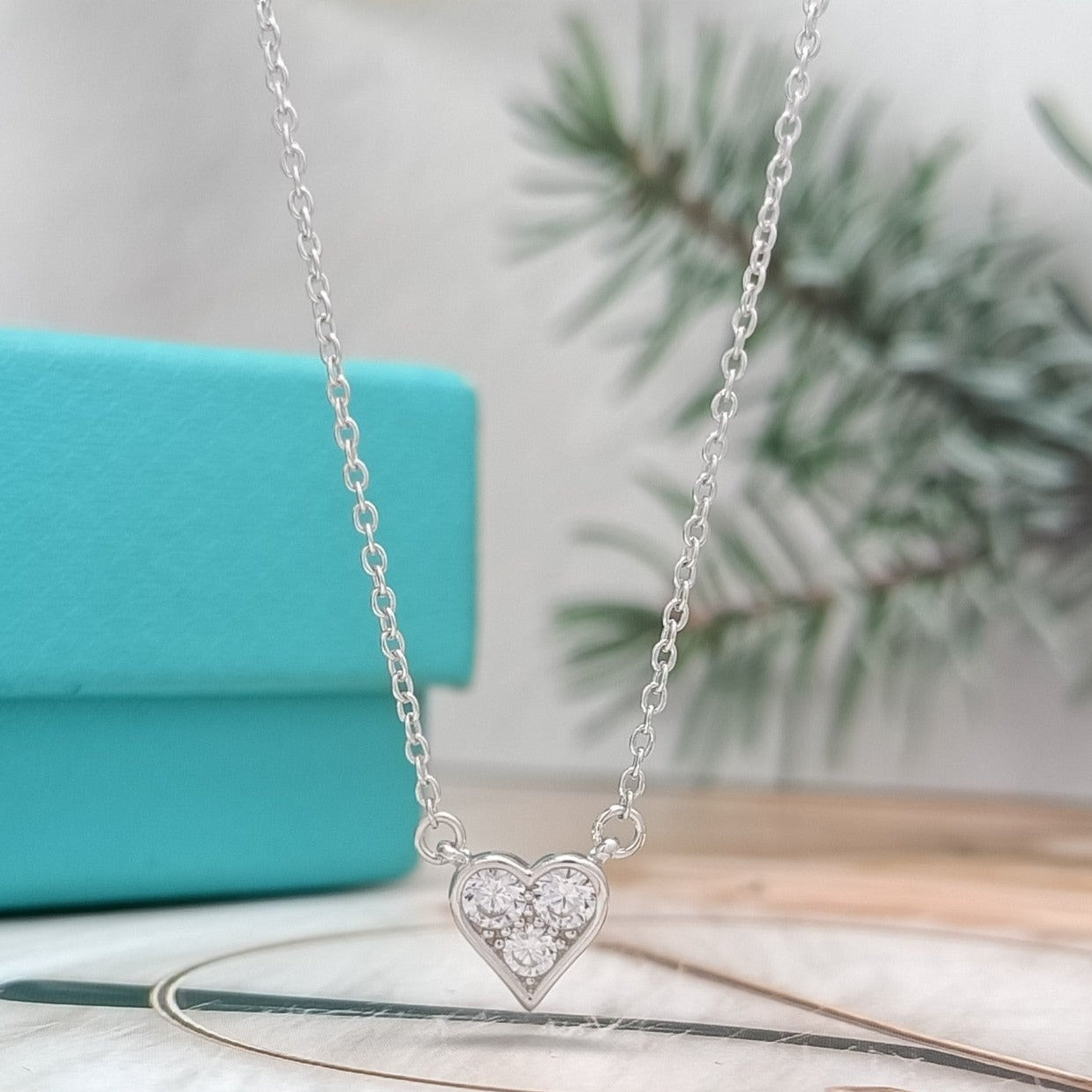 Tiffany Heart 3 Cubic Zirconia Pendant Necklace