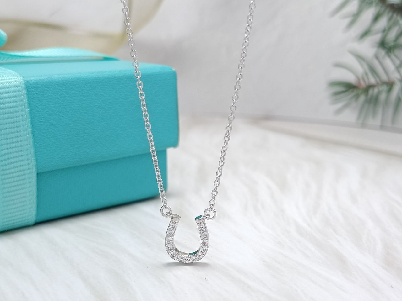 Tiffany U Pendant Cubic Zirconia Necklace