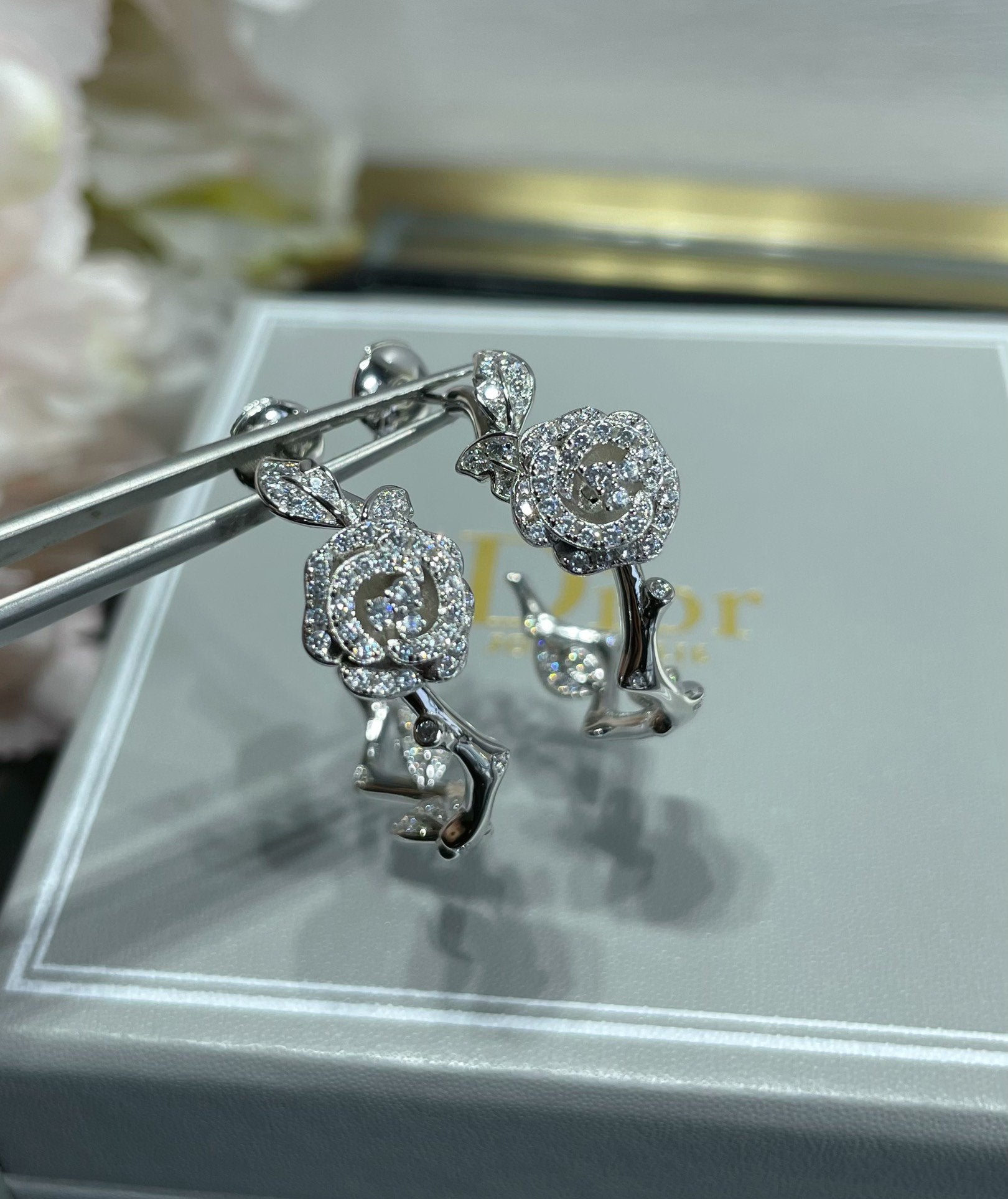 Dior Rose Bagatelle Cubic Zirconia Earrings