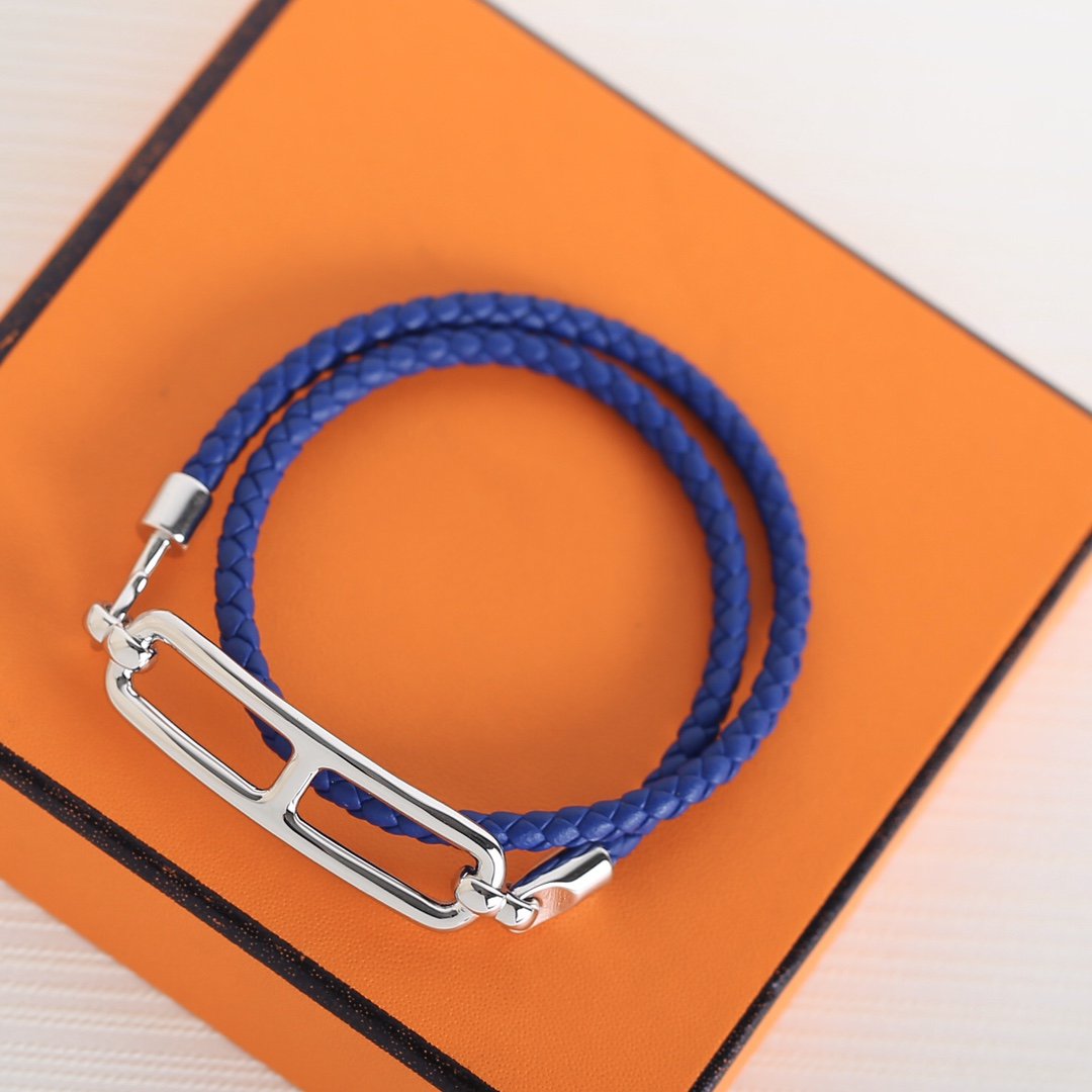 Hermes Toulis Double Tour Silver Bracelet