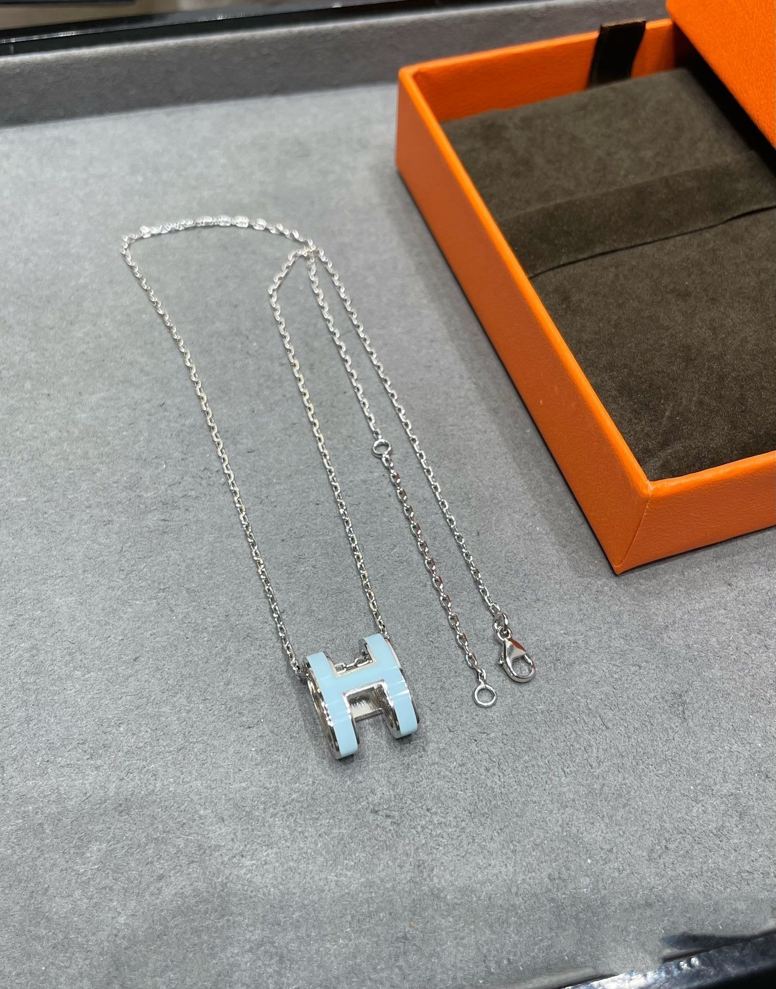 Hermes Pop H Sky Blue Necklace