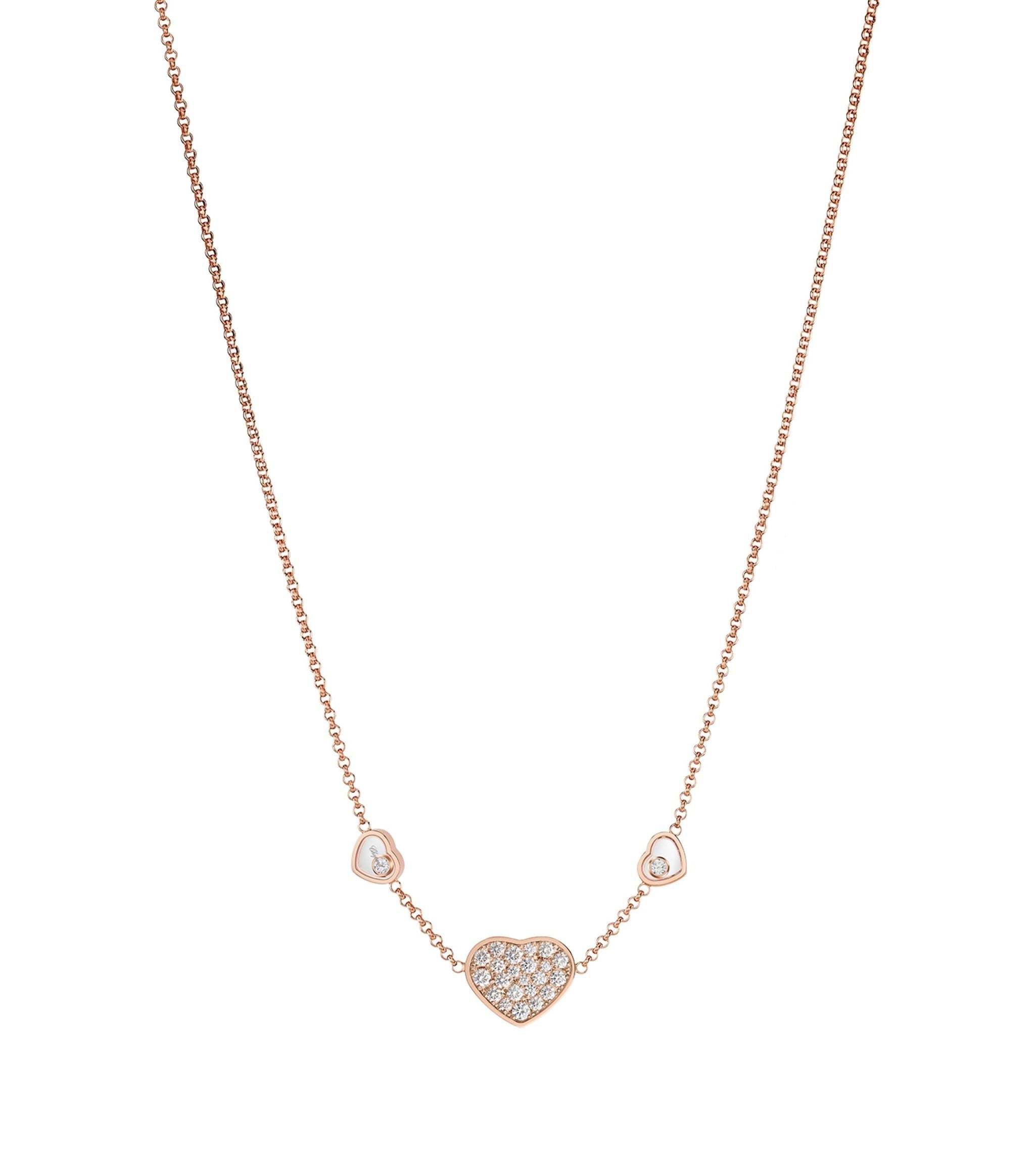 Chopard Happy Heart Necklace 3 Motifs Cubic Zirconia