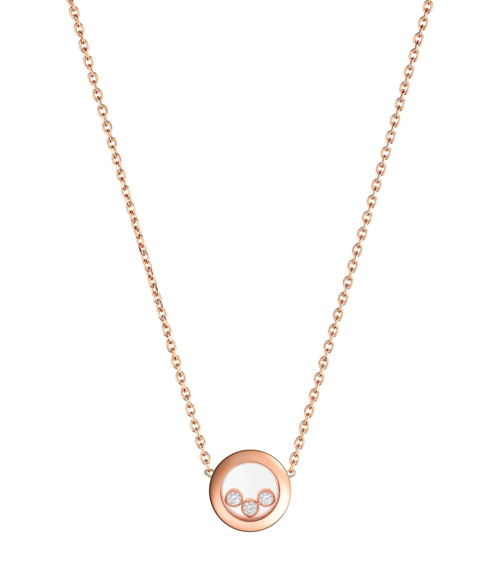 Chopard Happy Pendant Pink Gold 3 Cubic Zirconia Necklace