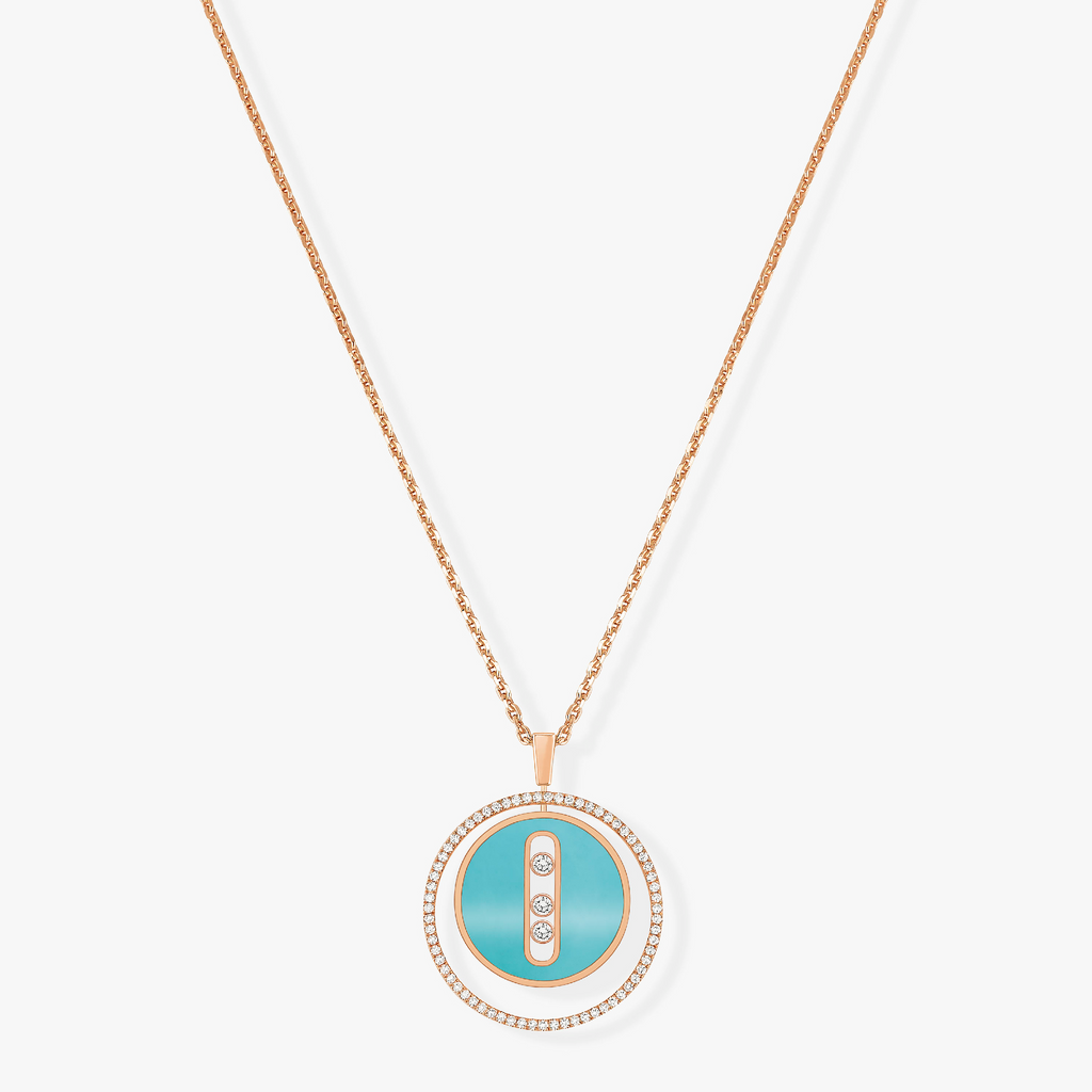 Messika Lucky Move 3 Cubic Zirconia Turquoise Pink Gold Necklace