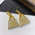 Dior CD Bag Gold Diamond Earrings
