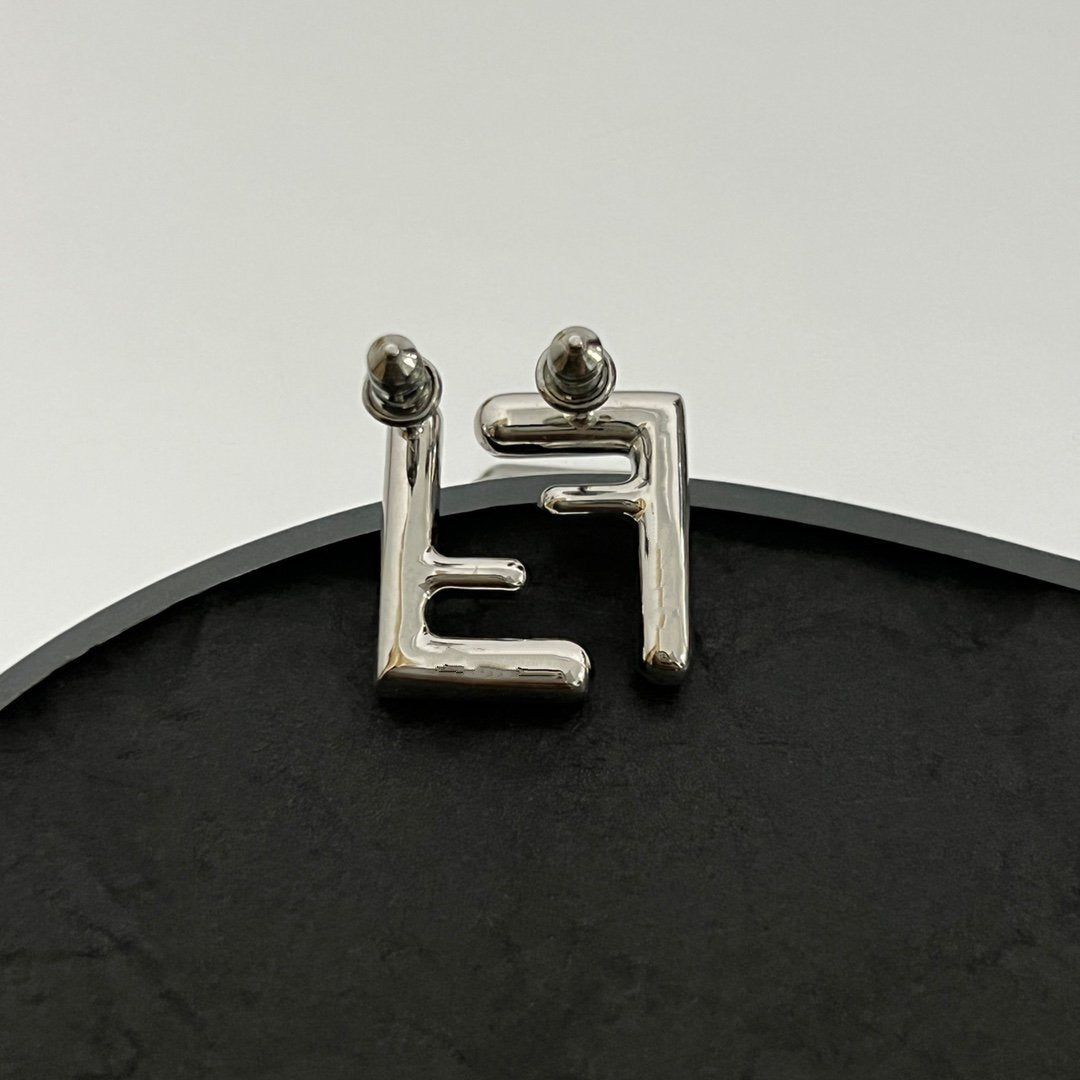 Fendi FF Earrings Small Silver