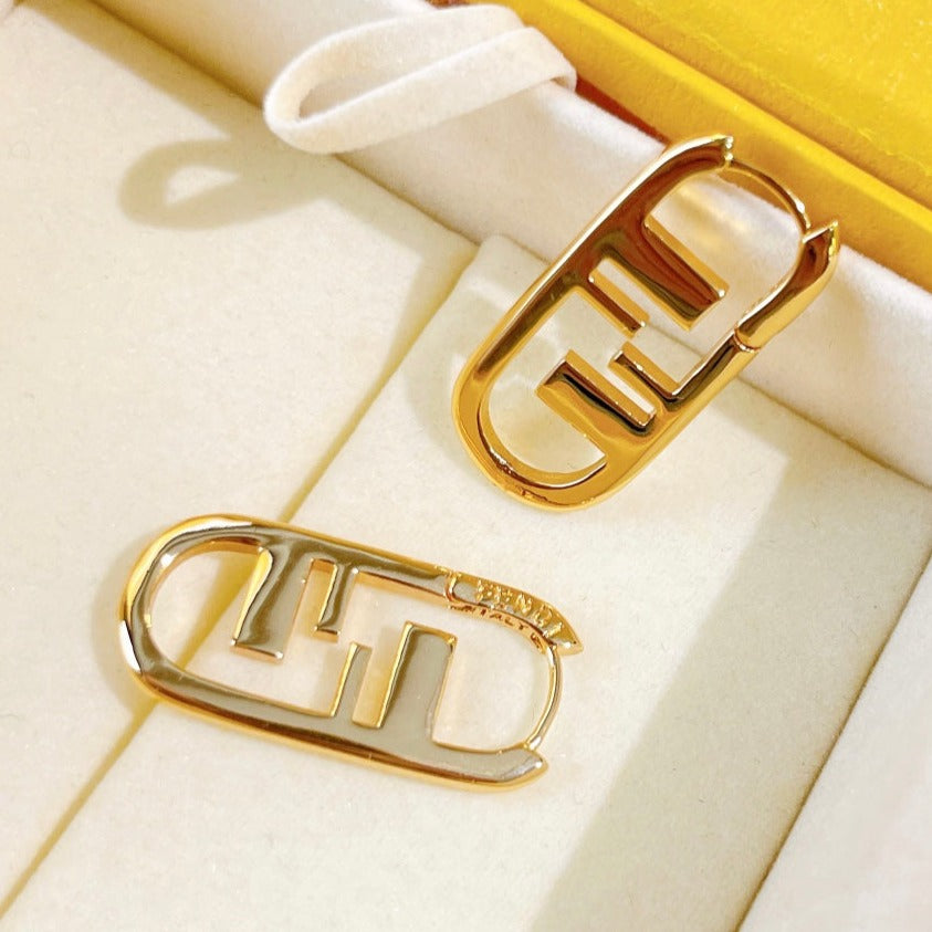 Fendi F O'Lock Gold Earrings