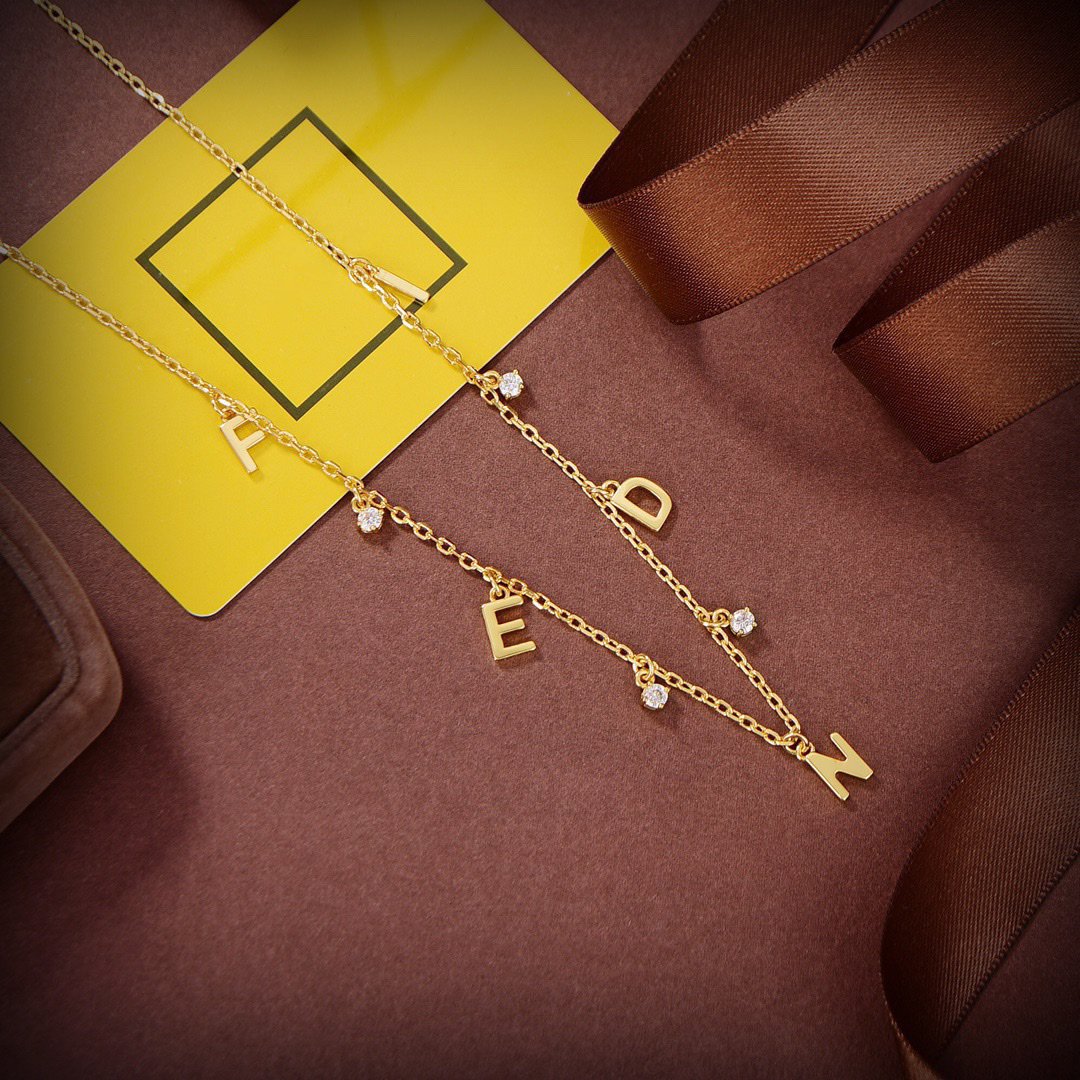 Fendi Fen Gold Diamond Necklace