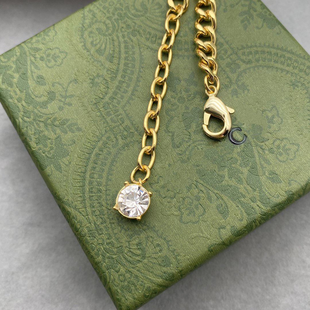 Gucci GG Double G Crystal Necklace