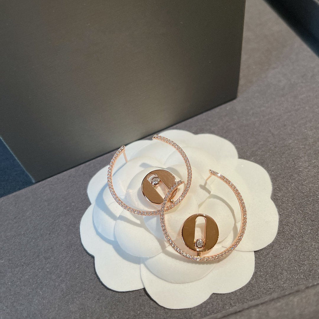 Messika Creoles Lucky Move PM Pink Gold Cubic Zirconia Earrings
