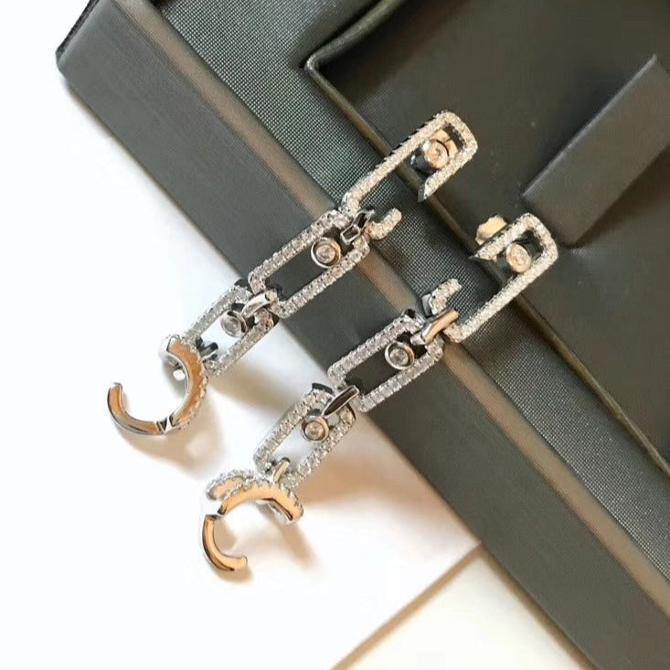 Messika Puces Paved Lucky Move Silver Cubic Zirconia Earrings