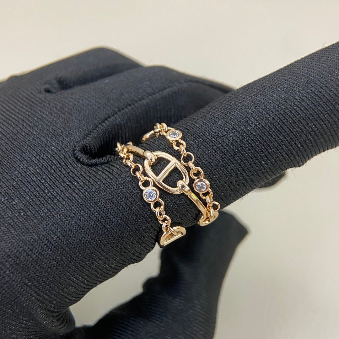 Hermes HM Pig Nose Diamond Ring