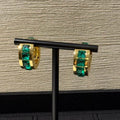 Chanel 2026 Emerald Square Diamond Gold Double C Hoop Stud Earrings